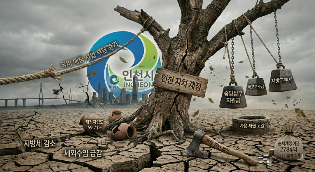 [2026 인천시 예산 분석] ㊤ 총예산 15조, 자체 수입 3833억 급감⸱⸱⸱외부 재원 의존도 심화