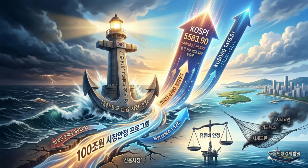 [분석] 코스피 9.63% 반등하며 5500선 회복⸱⸱⸱靑, 100조 규모 시장안정 프로그램 가동 