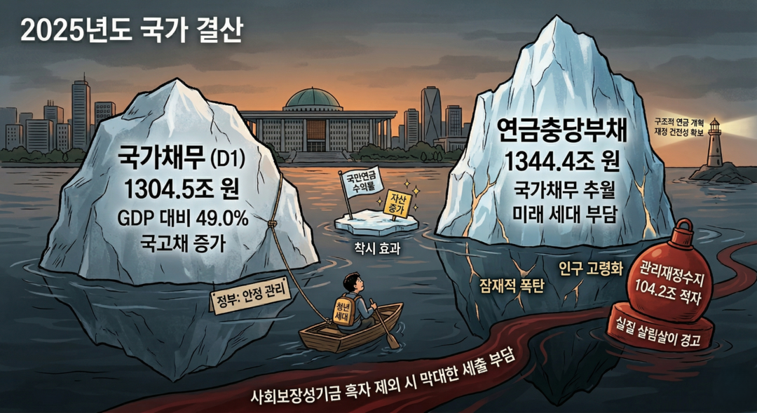 [2025 국가결산 분석] ㊦ 국가채무 1300조 돌파⸱⸱⸱연금 부채, 미래 세대 '부담' 