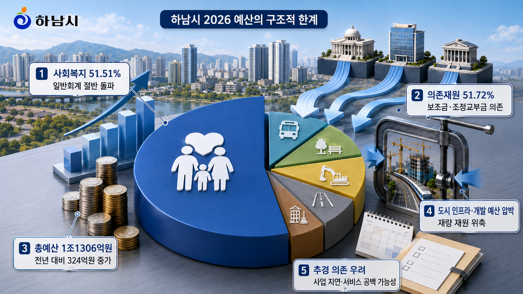 [하남시 2026 예산분석] ㊤ 1조1306억 예산···'복지' 감당에 도시성장 재원 '잠식'