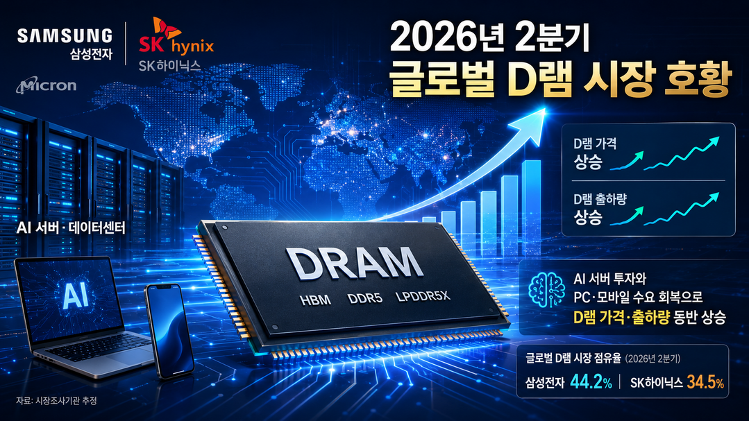 2분기 반도체 D램 시장 '초호황'···공급 부족에 가격·출하량 동반 상승