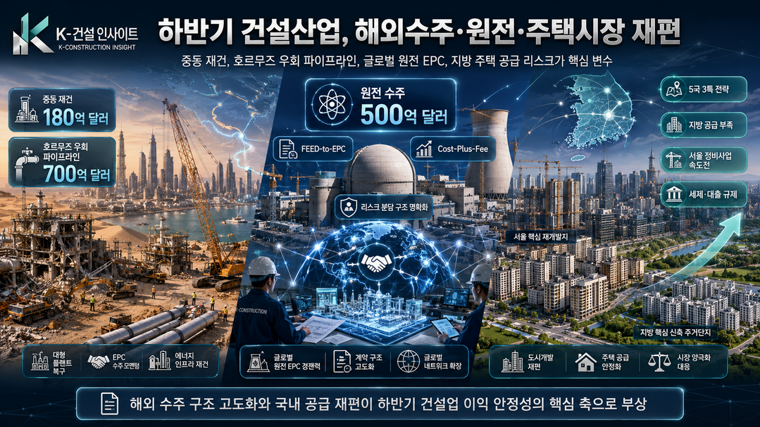 [부문별 하반기 전망] ⑤ 건설·부동산 : 중동 재건·우회 인프라 수주 모멘텀···세제 개편 논의 분수령