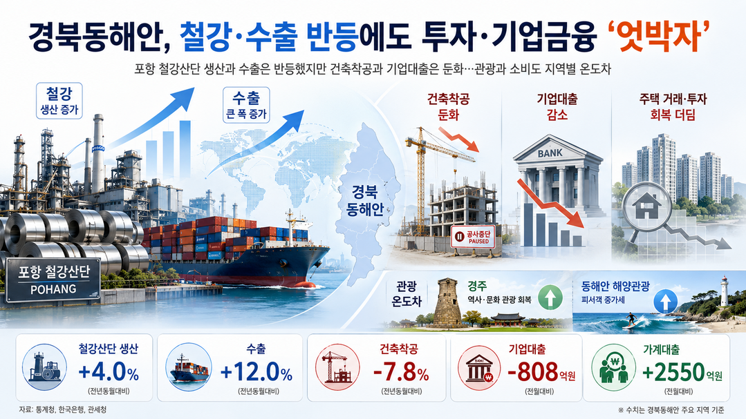 [지역별 경제] 경북동해안, 철강·수출 반등에도 투자·기업금융 '엇박자'