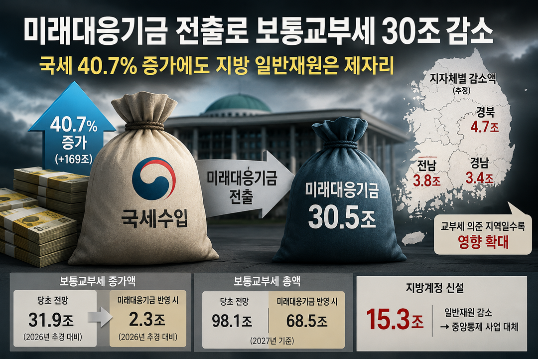 미래대응기금 전출로 보통교부세 30조 감소 효과···지방재정 영향 본격화