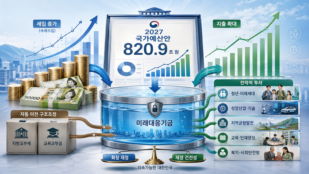 [2027년도 정부예산] ㊤ 821조 '역대 최대', 12.8% 증가···재정수지는 개선