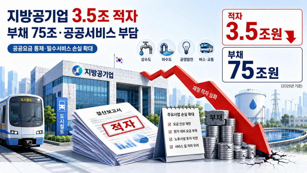 [지방공기업 2025 결산] 요금동결 기조에 3.5조 적자···부채 75조, 개발사업에 쏠려
