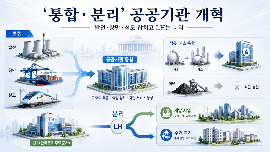 [공공기관 기능개혁] ㊦ '통합과 분리' 엇갈린 공공기관 개혁···발전·항만·철도 합치고 LH는 분리