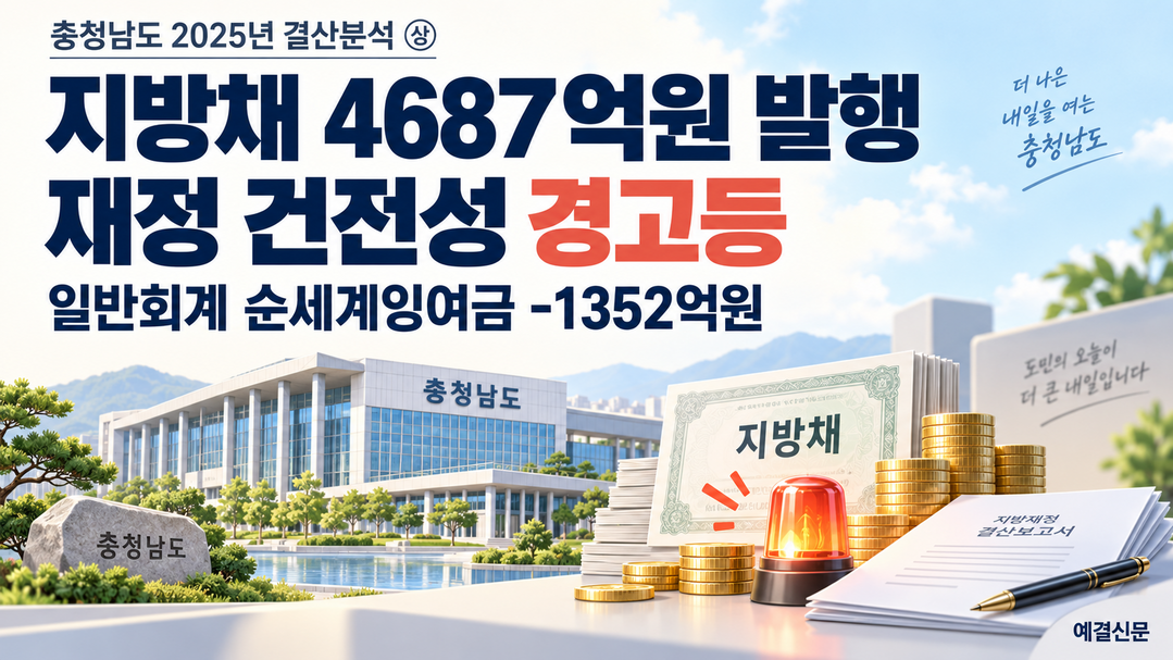 [충청남도 2025년 결산분석] ㊤ 지방채 4687억 늘려 사업비 충당···재정 건전성 '경고등'