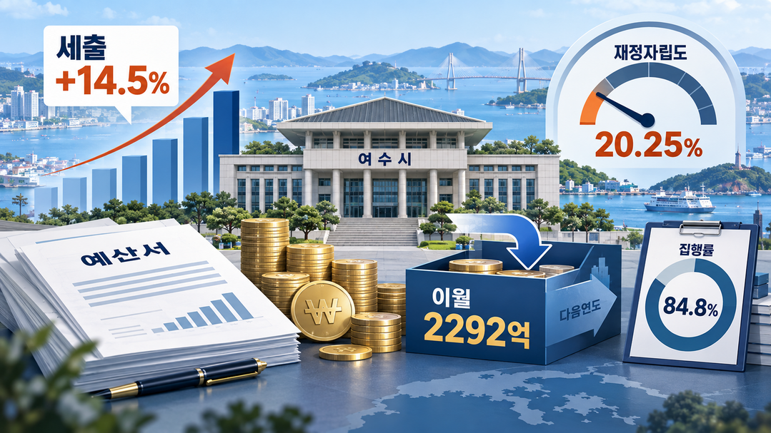 [여수시 2025 결산분석] ㊤ 세출 14.5% 증가, 2조2870억 중 2292억 이월···재정자립도 20.25%