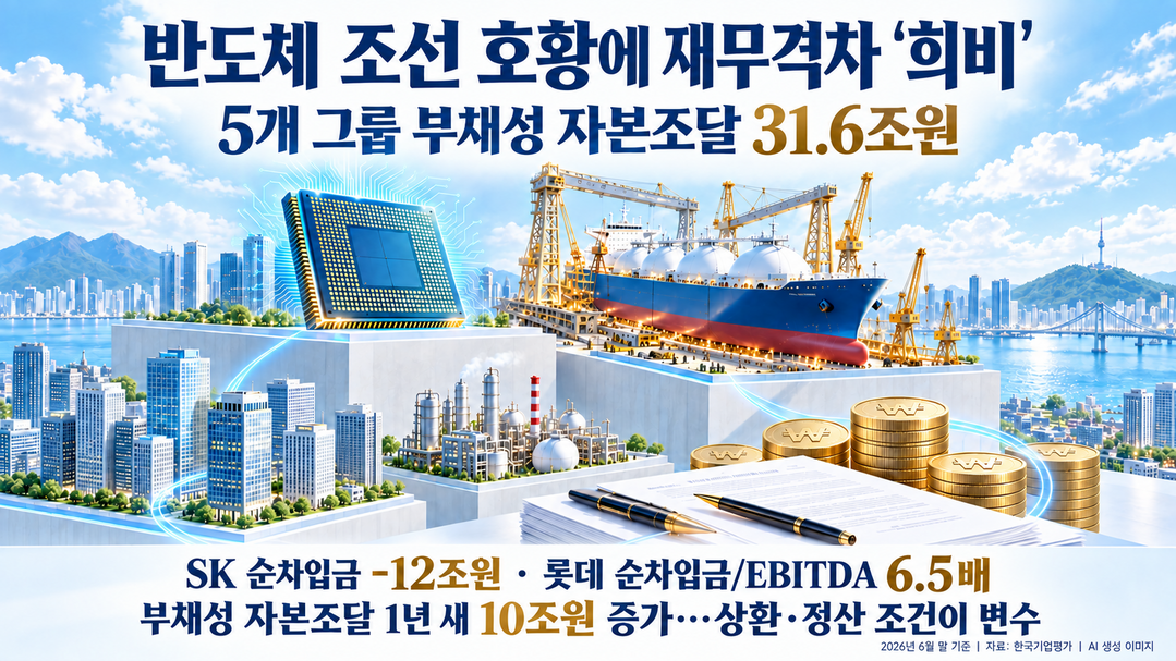 반도체·조선 호황에 그룹별 재무 '희비'···5개 그룹 부채성 자본조달 31.6조