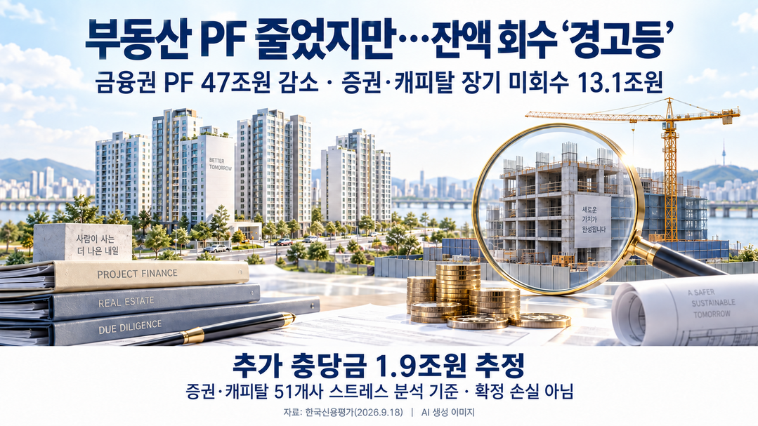 부동산 PF 47조원 줄었지만 장기 미회수 13.1조···잠재 충당금 1.9조