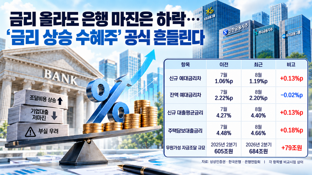 금리 올라도 은행 마진은 하락···'금리 상승 수혜주' 공식 흔들린다