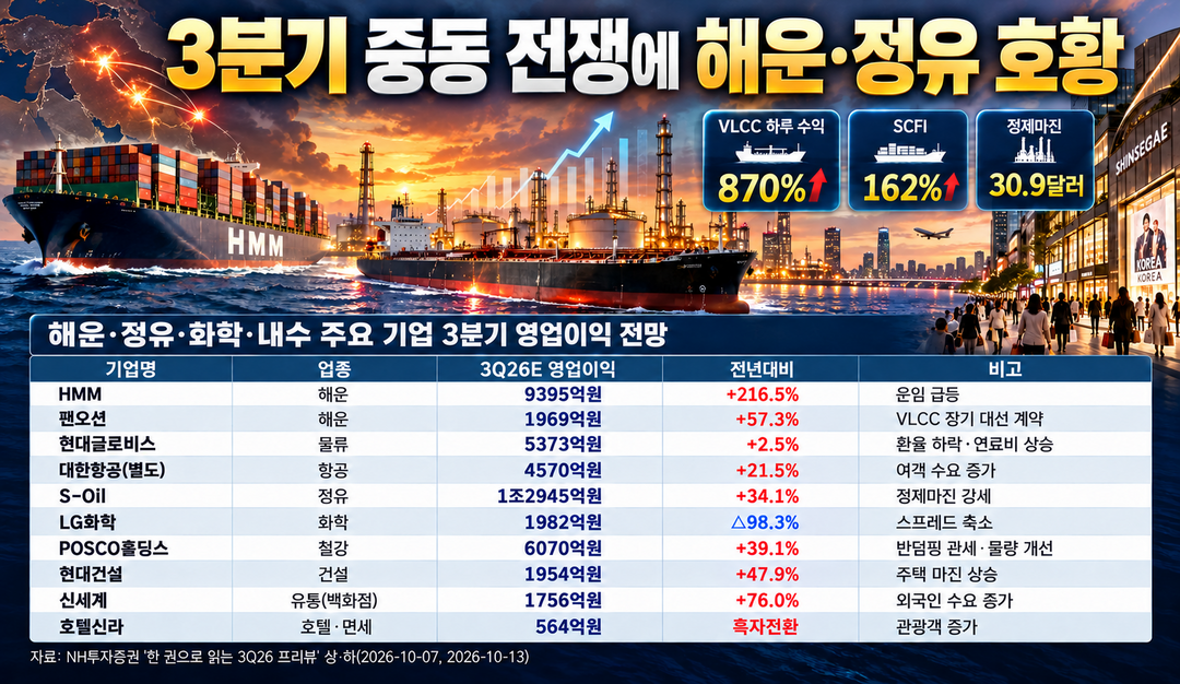 [3Q 업종별 실적 프리뷰] ② 중동 전쟁에 해운·정유 '호황'···화학은 스프레드 축소에 이익 급감