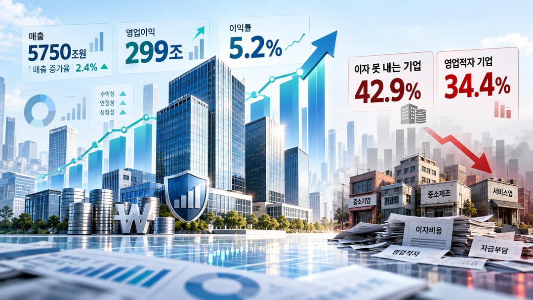 [2025 기업경영분석] ㊤ 영업이익 299조·이익률 5.2%···이자도 못 내는 기업 42.9%